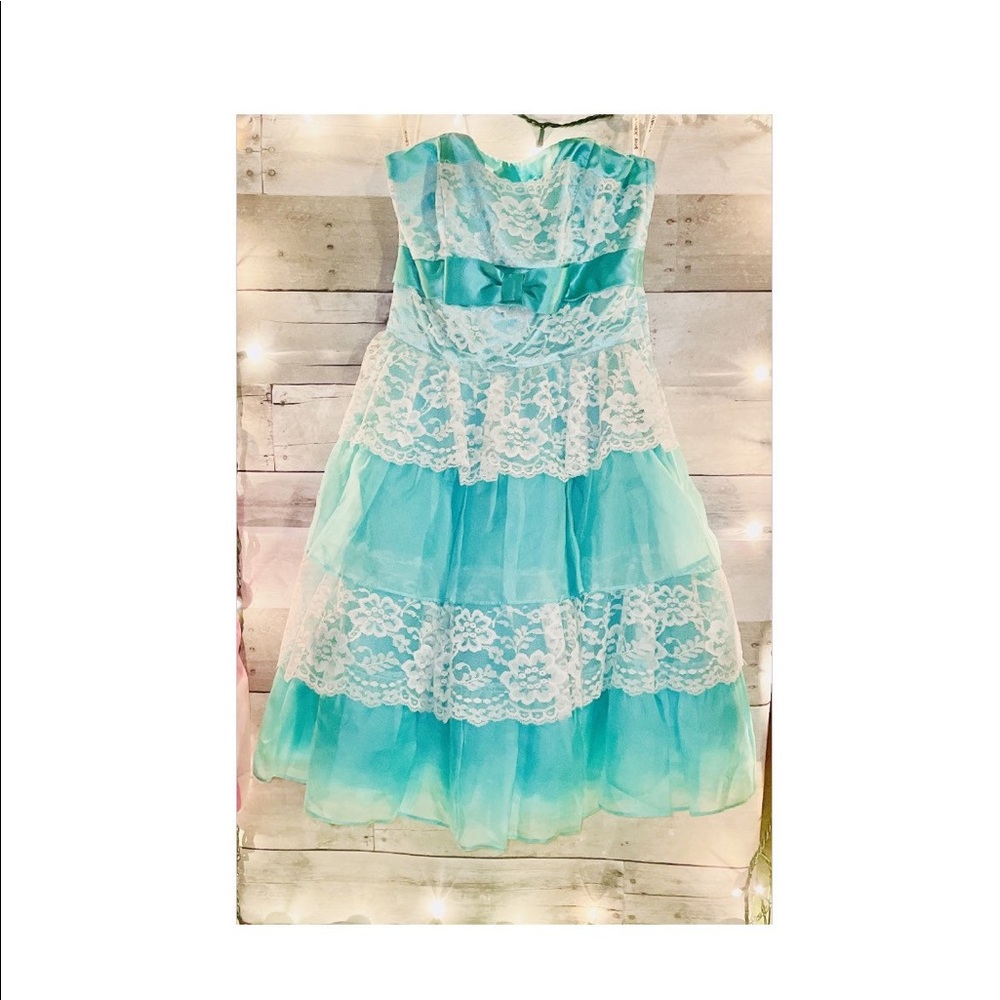 Vtg Betsey Johnson Mint Tulle  Lace Dress w/ Tags